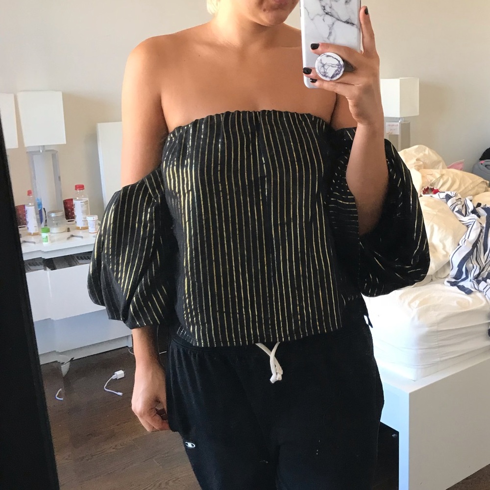 Zara Striped off the shoulder top